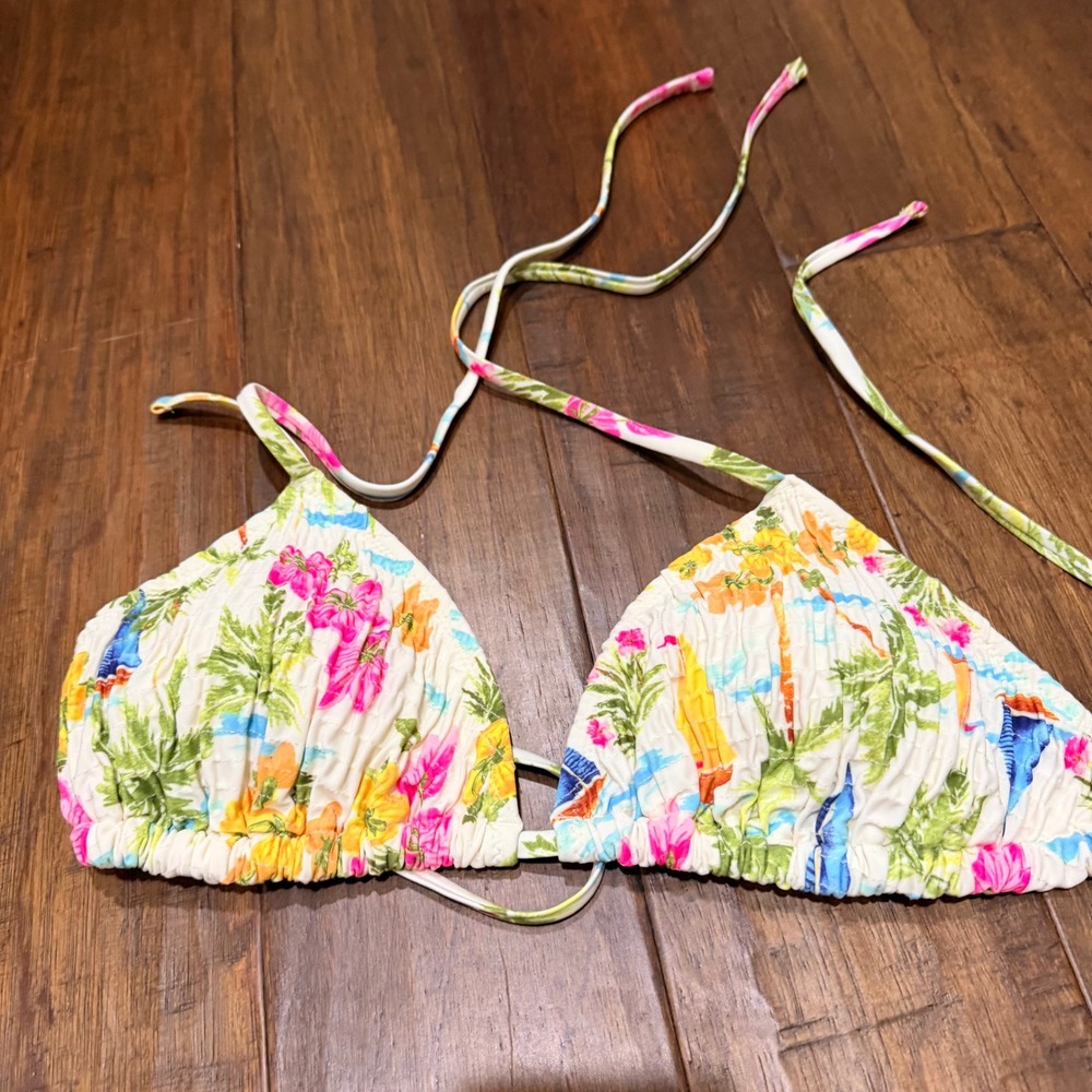 Old Navy Womens Tropical Floral Smocked Triangle Bikini Set Multicolor Large‎ - Picture 5 of 12